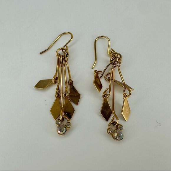 1.5” Mickey Gold-Tone Drop Pierced Disney Statement Earrings - Picture 6 of 8